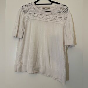Loft White cotton and crochet top.